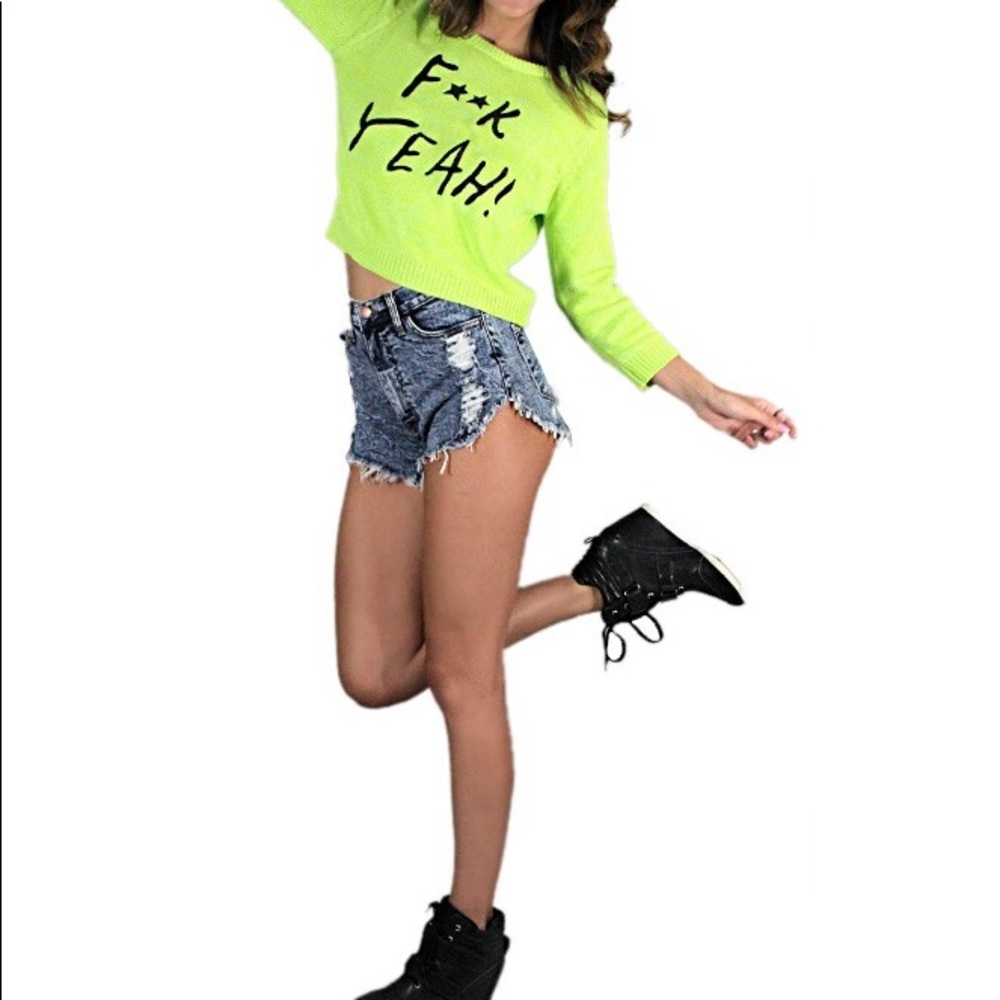 NWT MinkPink Fuck Yeah Crop Sweater - Picture 2 of 5
